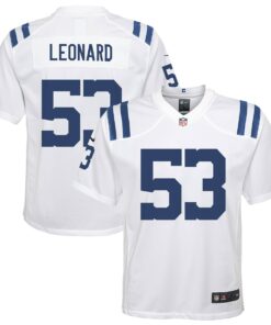 Youth Indianapolis Colts Shaquille Leonard White Game Jersey JS5278 nicesnker