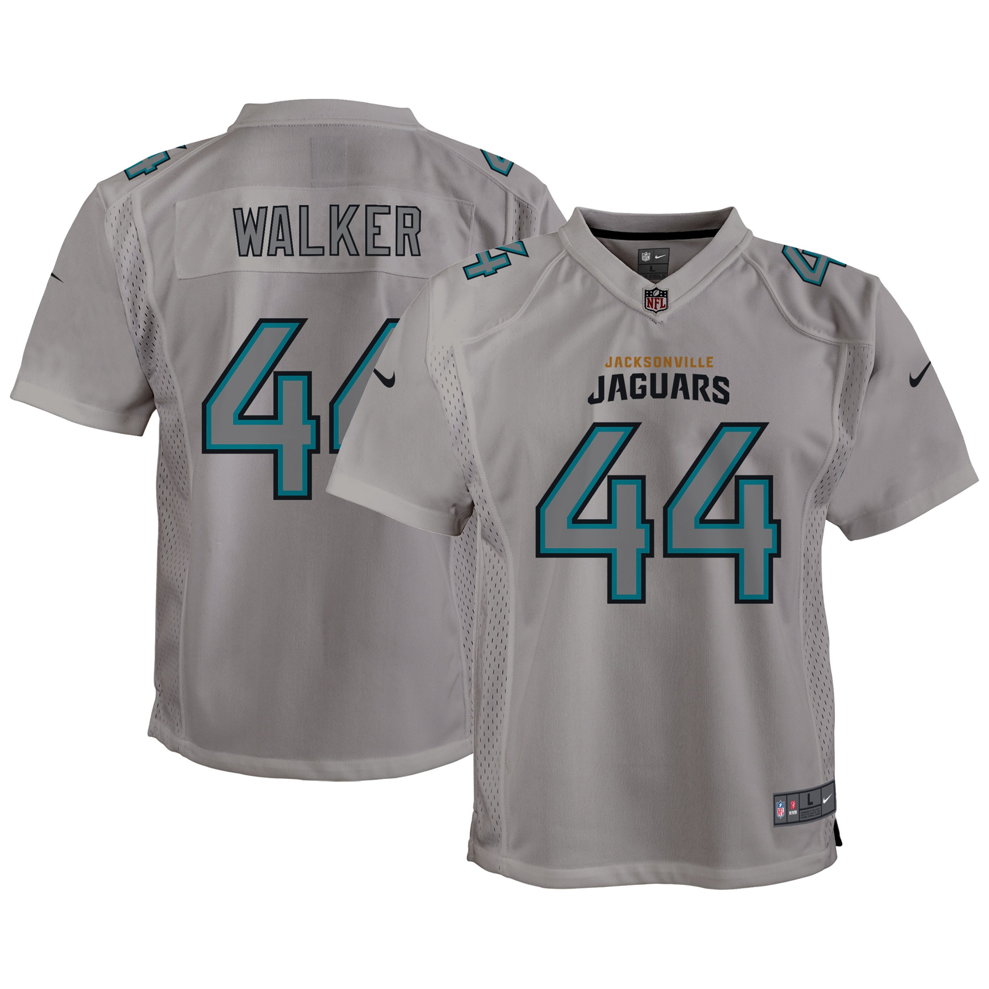 Youth Jacksonville Jaguars Travon Walker Gray Atmosphere Game Jersey JS3748 nicesnker