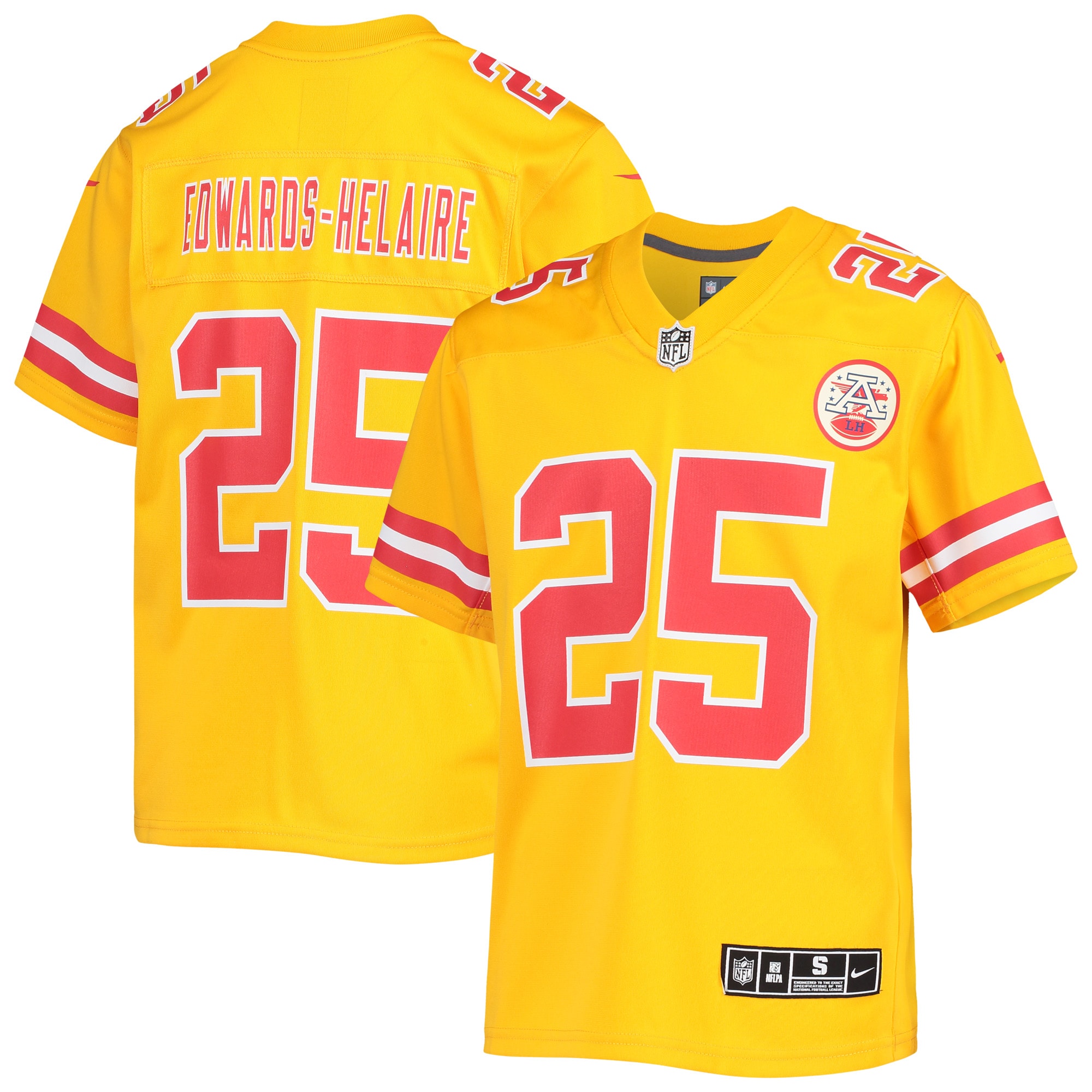 Youth Kansas City Chiefs Clyde Edwards-Helaire Gold Inverted Team Game Jersey JS6932 nicesnker