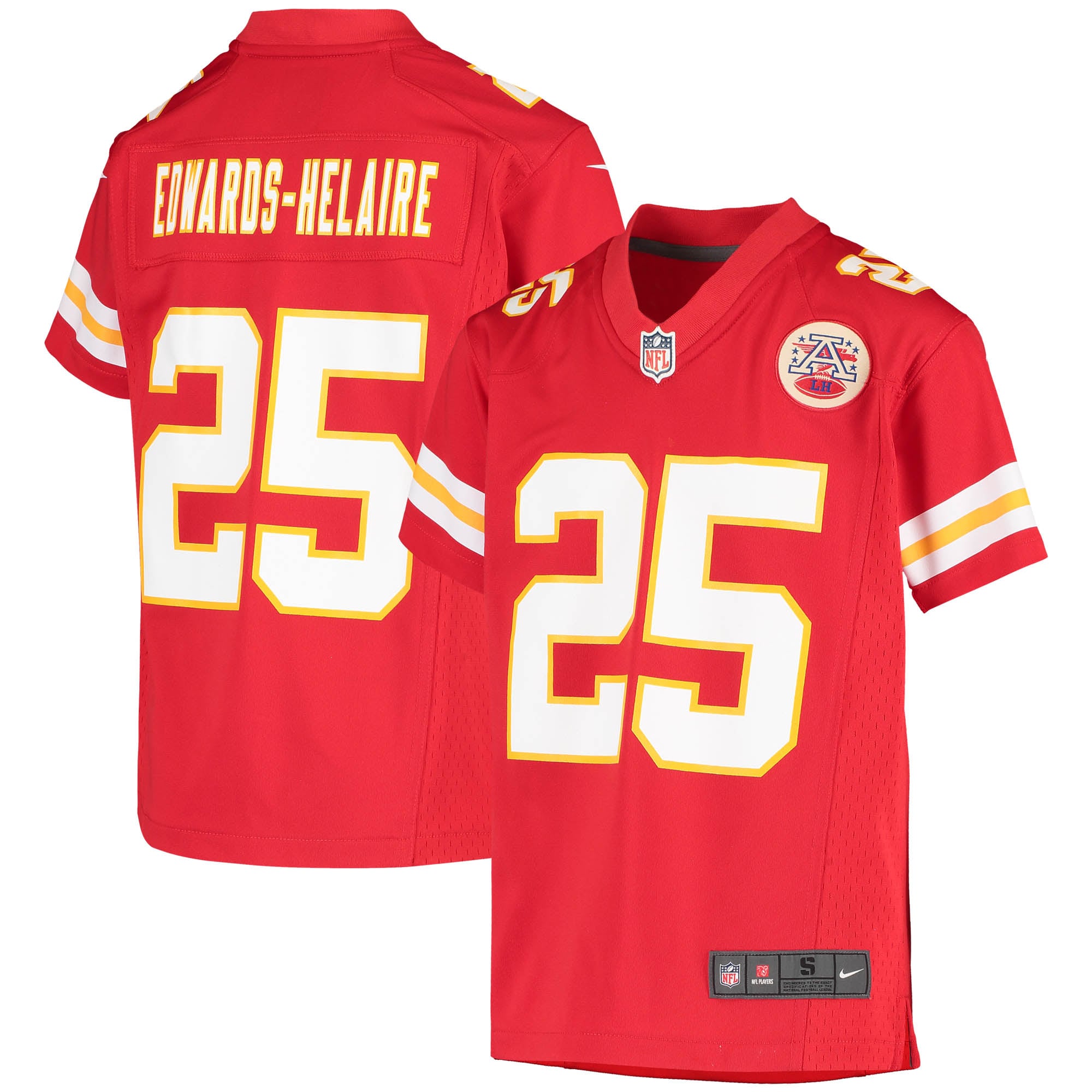 Youth Kansas City Chiefs Clyde Edwards-Helaire Red Game Jersey JS4142 nicesnker