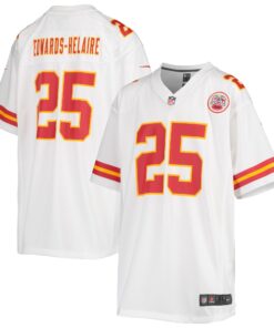 Youth Kansas City Chiefs Clyde Edwards-Helaire White Game Jersey JS5037 nicesnker