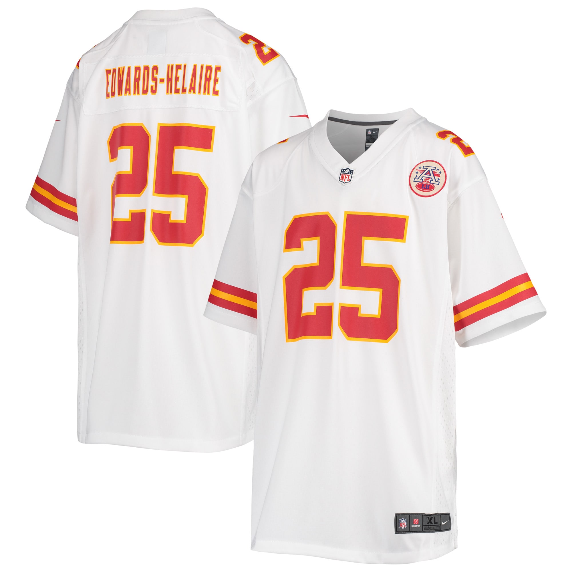 Youth Kansas City Chiefs Clyde Edwards-Helaire White Game Jersey JS5037 nicesnker