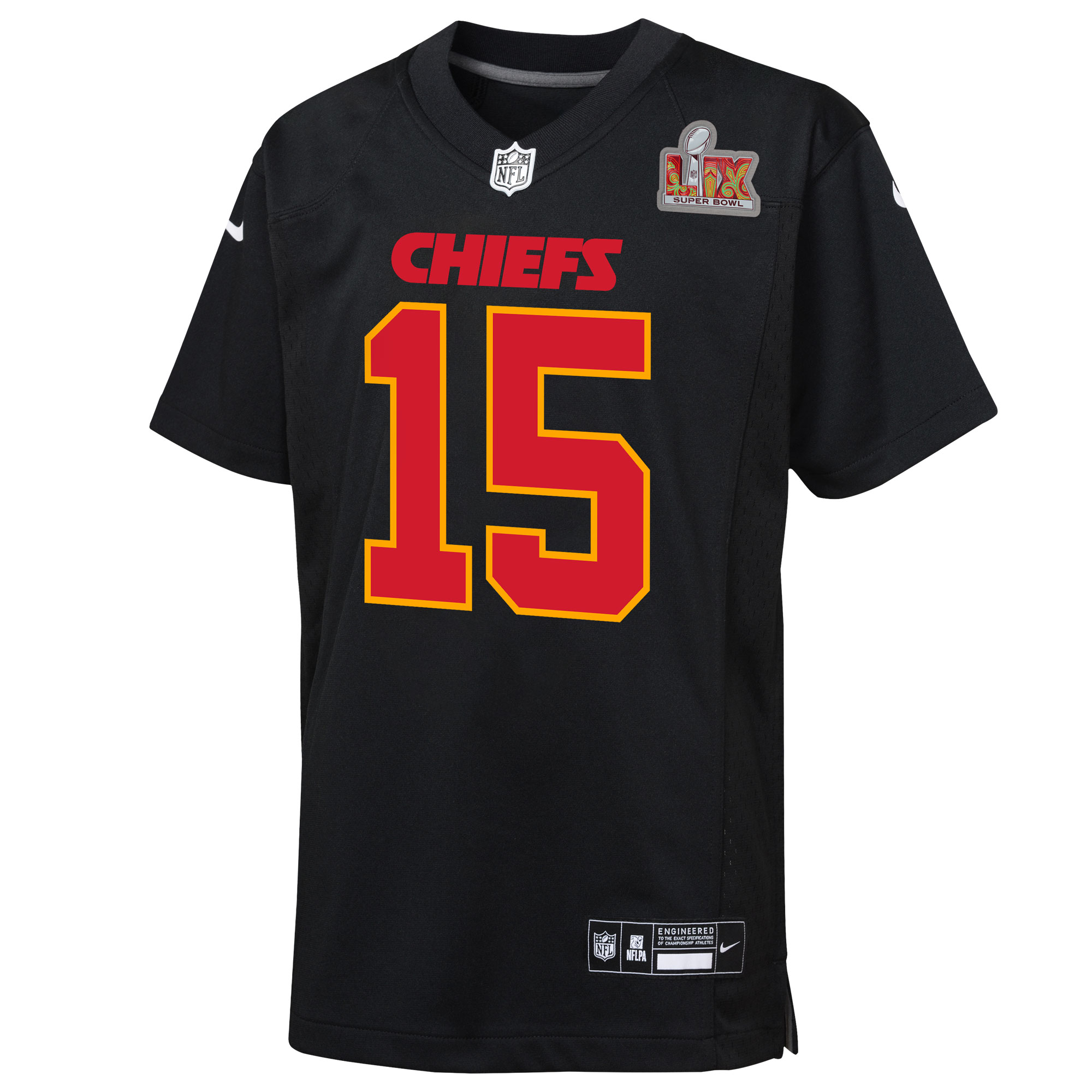 Youth Kansas City Chiefs Patrick Mahomes Carbon Black Super Bowl LIX Patch Fashion Game Jersey JS9045 nicesnker - Image 2