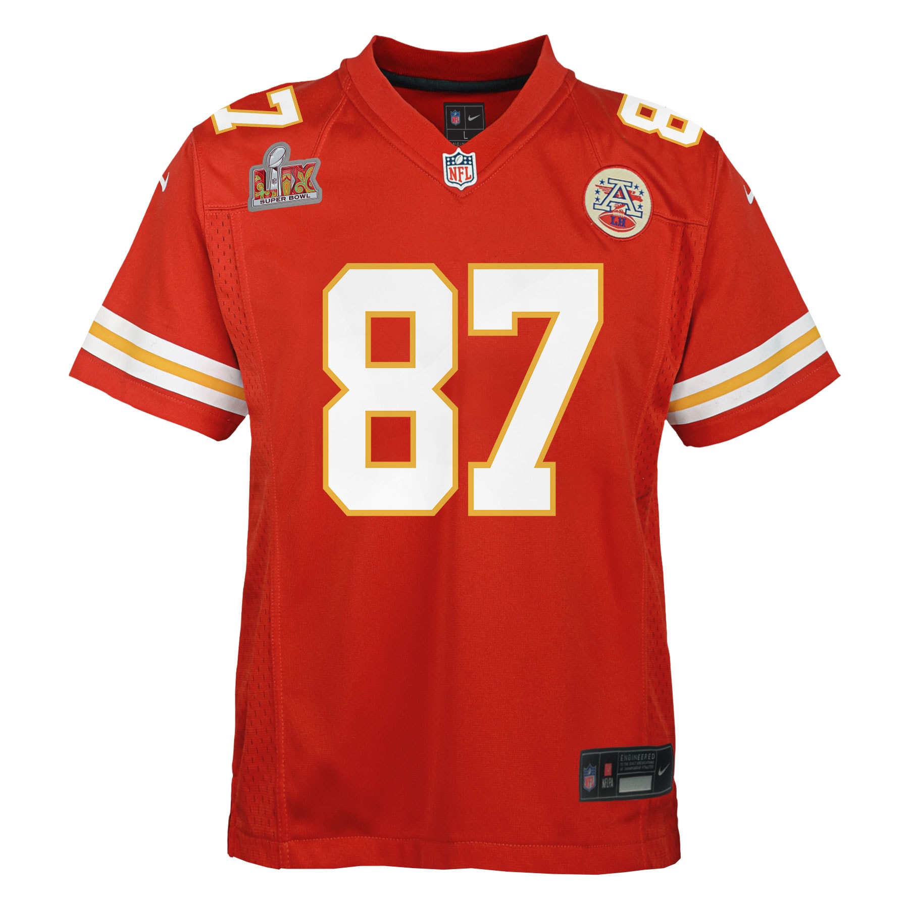 Youth Kansas City Chiefs Travis Kelce Red Super Bowl LIX Game Player Jersey JS7770 nicesnker - Image 2