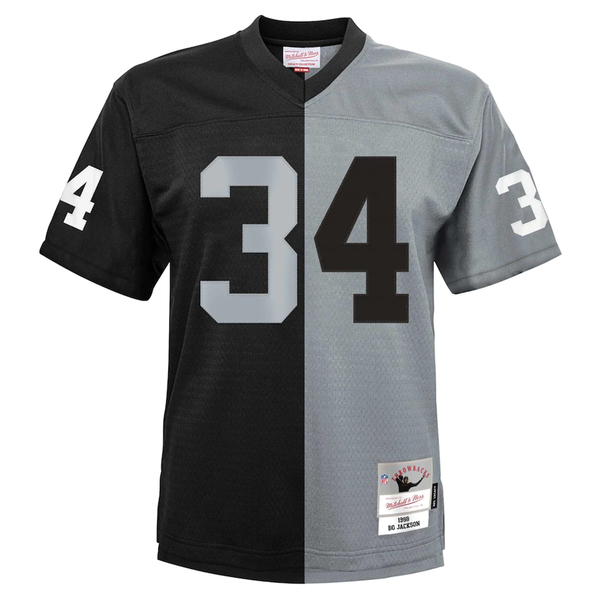Youth Las Vegas Raiders Bo Jackson Mitchell & Ness Black/Silver Split Legacy Jersey JS3381 nicesnker - Image 2