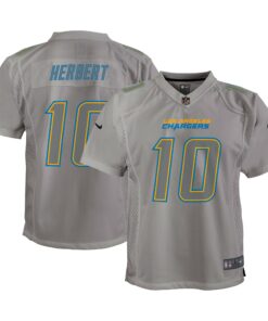 Youth Los Angeles Chargers Justin Herbert Gray Atmosphere Game Jersey JS2204 nicesnker