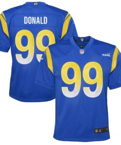 Youth Los Angeles Rams Aaron Donald Royal Game Jersey JS8129 nicesnker