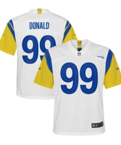 Youth Los Angeles Rams Aaron Donald White Game Jersey JS2562 nicesnker