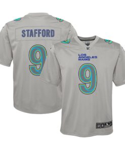Youth Los Angeles Rams Matthew Stafford Gray Atmosphere Game Jersey JS5540 nicesnker