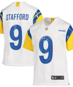 Youth Los Angeles Rams Matthew Stafford White Game Jersey JS7297 nicesnker