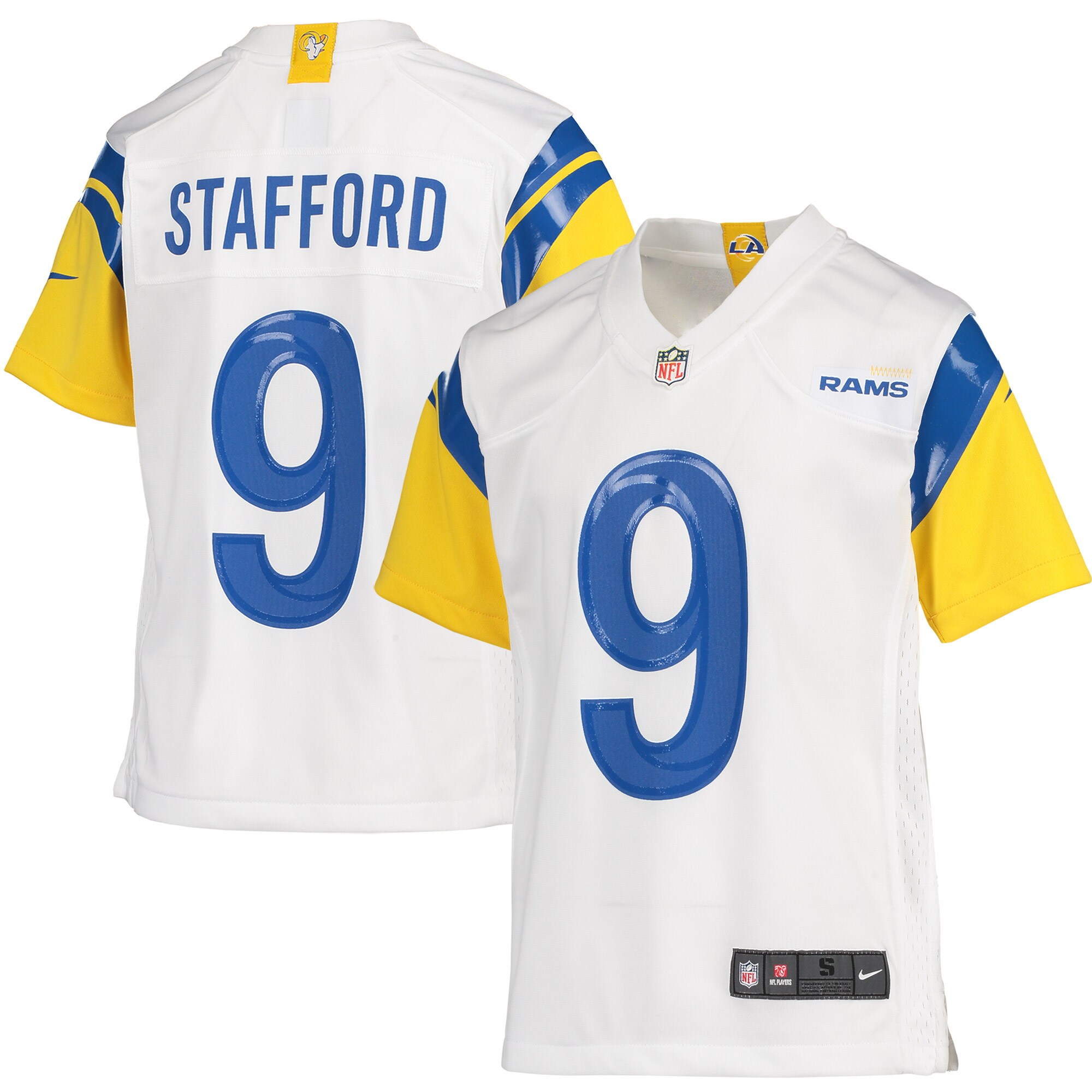 Youth Los Angeles Rams Matthew Stafford White Game Jersey JS7297 nicesnker