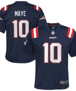Youth New England Patriots Drake Maye Navy Player Game Jersey JS7236 nicesnker