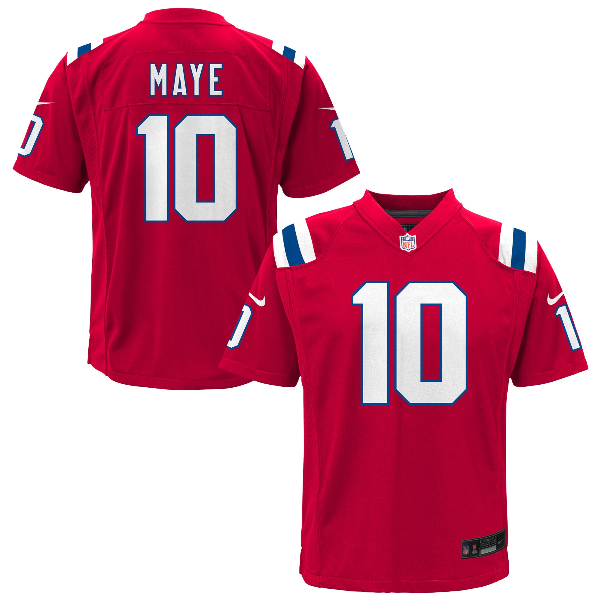 Youth New England Patriots Drake Maye Red Alternate Game Jersey JS2546 nicesnker