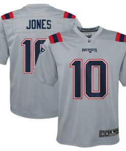 Youth New England Patriots Mac Jones Gray Inverted Game Jersey JS5587 nicesnker