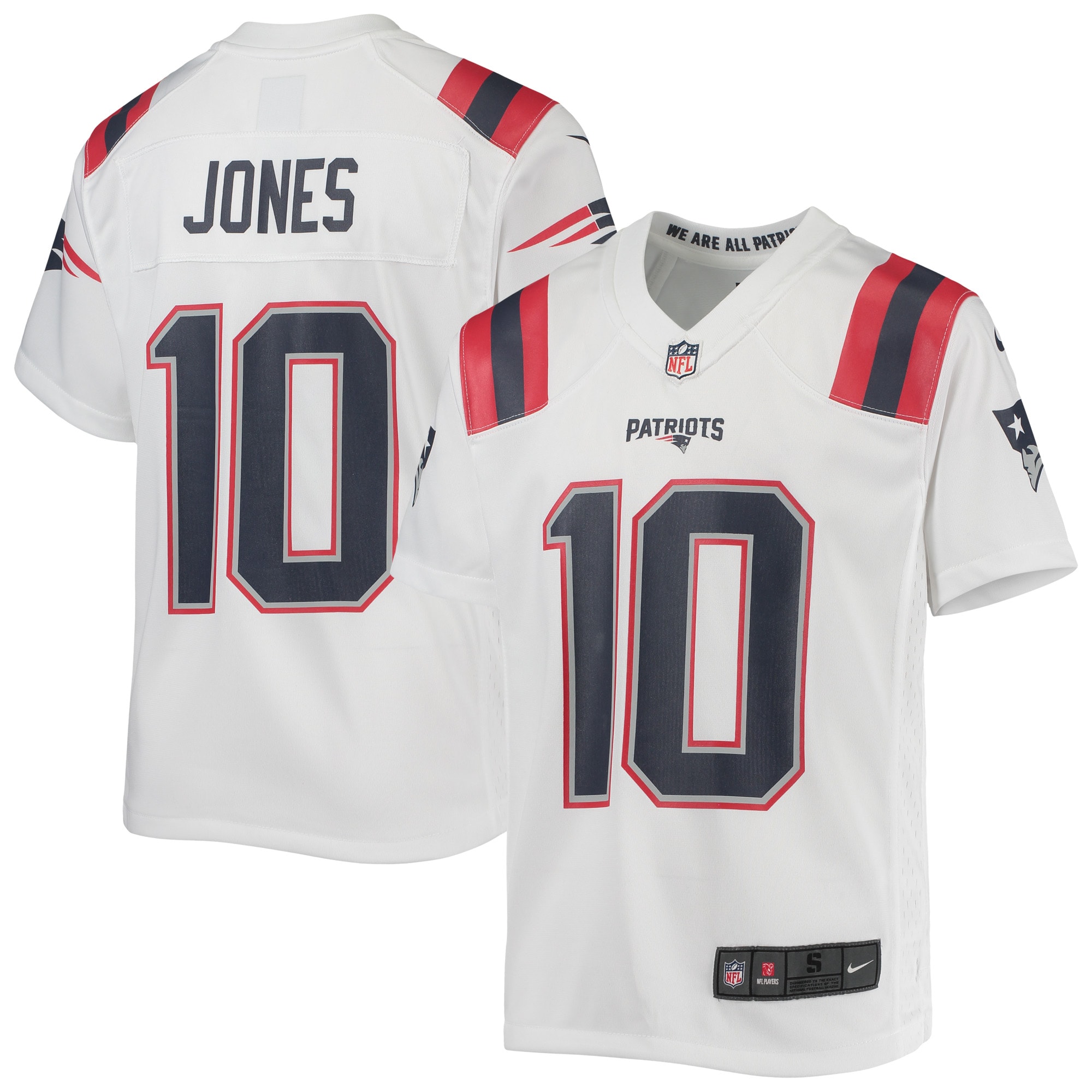 Youth New England Patriots Mac Jones White Game Jersey JS7804 nicesnker