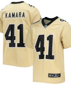 Youth New Orleans Saints Alvin Kamara Gold Inverted Team Game Jersey JS9219 nicesnker