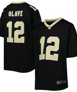 Youth New Orleans Saints Chris Olave Black Game Jersey JS9044 nicesnker