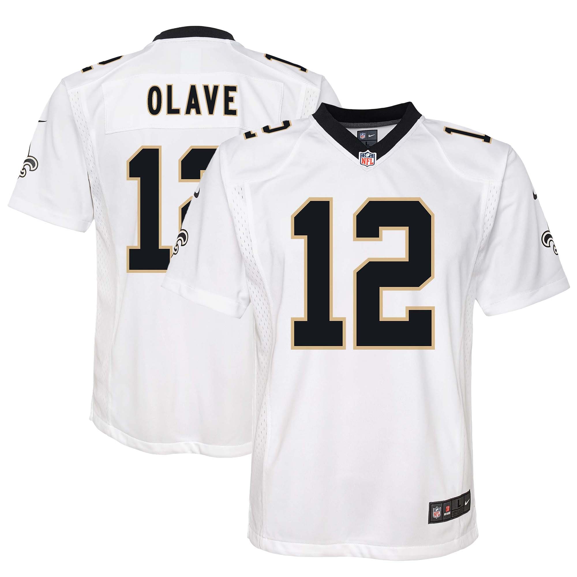 Youth New Orleans Saints Chris Olave White Game Jersey JS1682 nicesnker