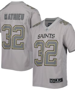 Youth New Orleans Saints Tyrann Mathieu Gray Atmosphere Game Jersey JS7907 nicesnker