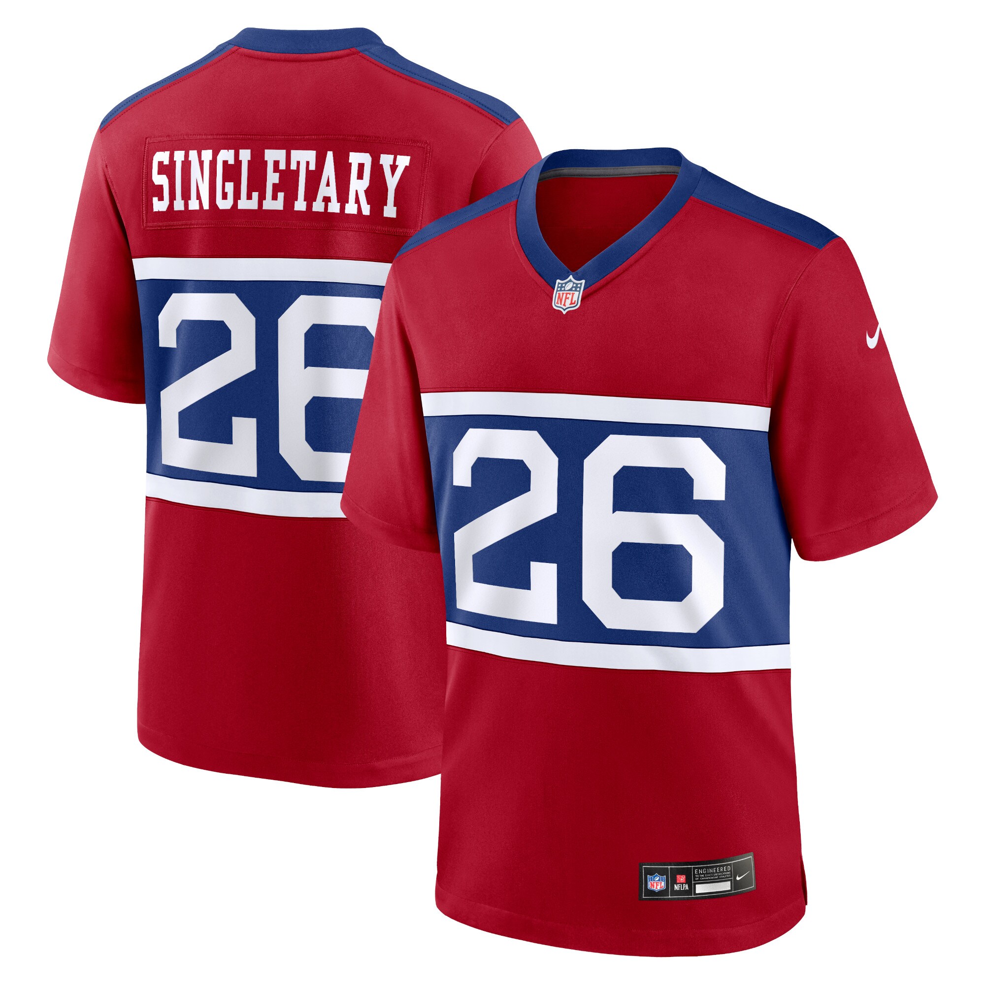 Youth New York Giants Devin Singletary Century Red Alternate Player Game Jersey JS2807 nicesnker