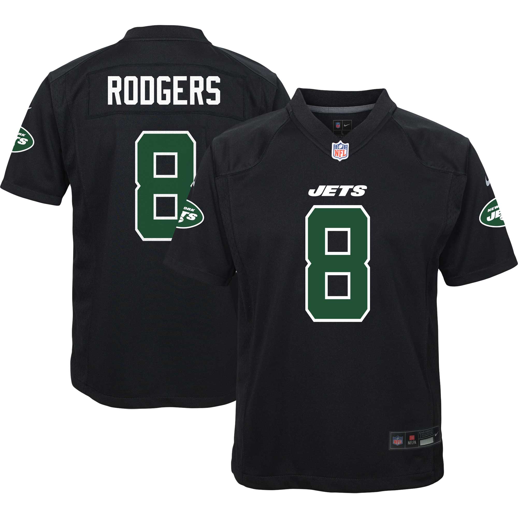 Youth New York Jets Aaron Rodgers Black Game Fashion Jersey JS6133 nicesnker