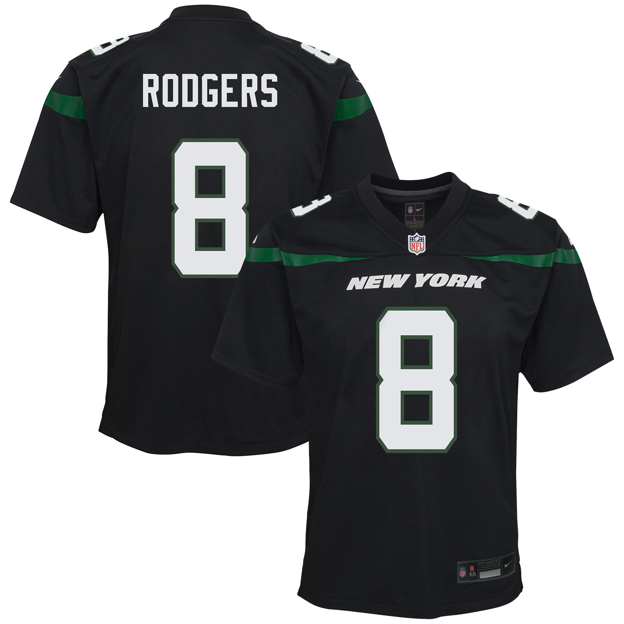 Youth New York Jets Aaron Rodgers Black Game Jersey JS4949 nicesnker