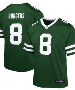 Youth New York Jets Aaron Rodgers Gotham Green Game Jersey JS2322 nicesnker