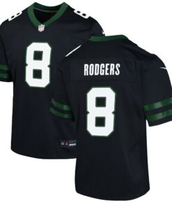 Youth New York Jets Aaron Rodgers Legacy Black Alternate Game Jersey JS7659 nicesnker