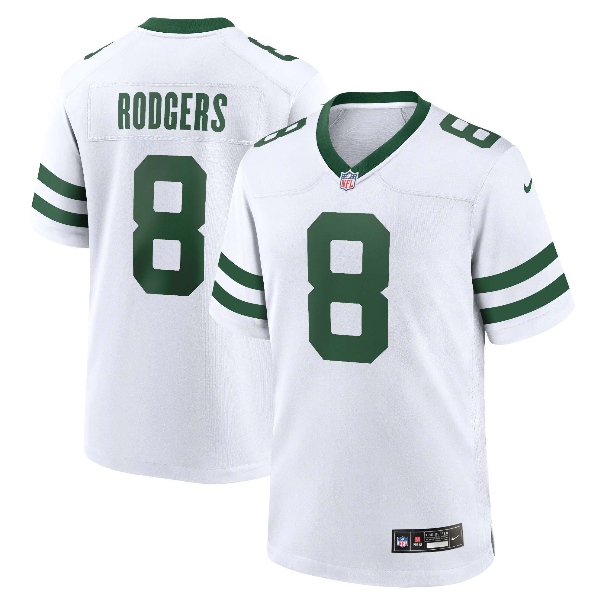 Youth New York Jets Aaron Rodgers Legacy White Game Jersey JS8640 nicesnker