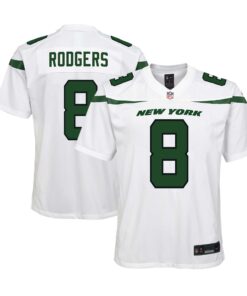 Youth New York Jets Aaron Rodgers White Game Jersey JS4462 nicesnker
