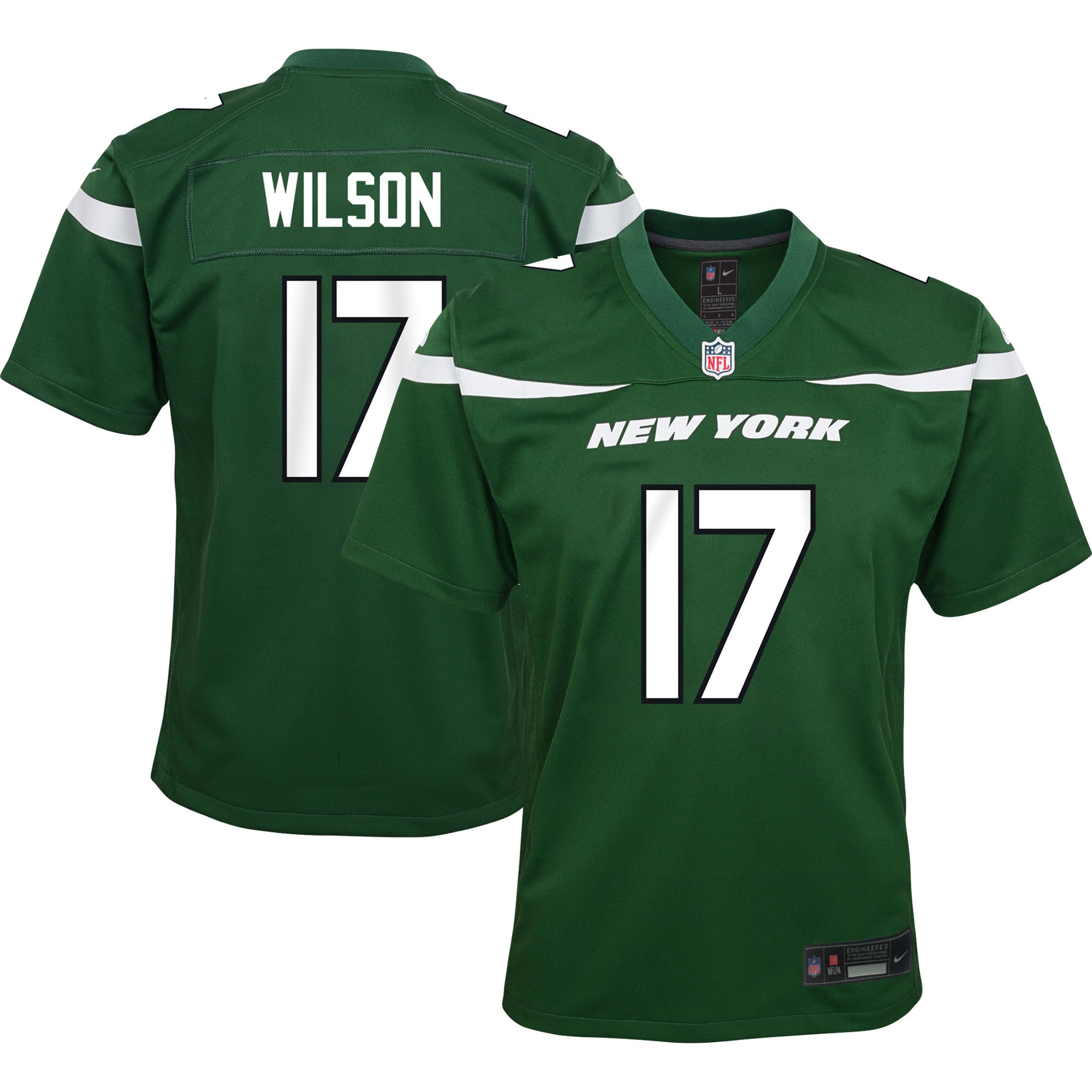 Youth New York Jets Garrett Wilson Green Game Jersey JS3224 nicesnker