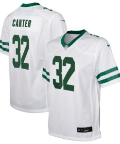 Youth New York Jets Michael Carter Legacy White Game Jersey JS1943 nicesnker