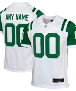 Youth New York Jets White Classic Alternate Custom Jersey JS1385 nicesnker