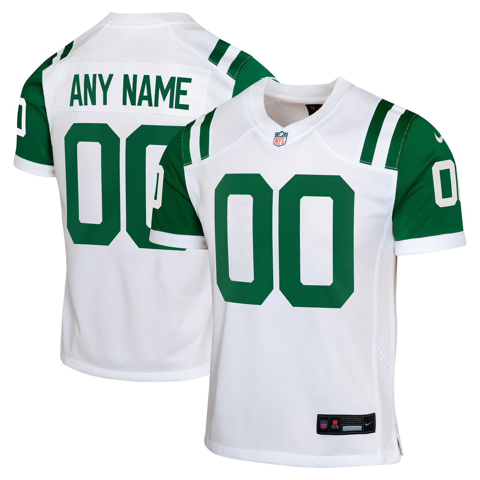Youth New York Jets White Classic Alternate Custom Jersey JS1385 nicesnker