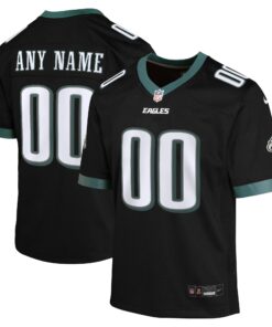 Youth Philadelphia Eagles Black Alternate Custom Game Jersey JS9983 nicesnker