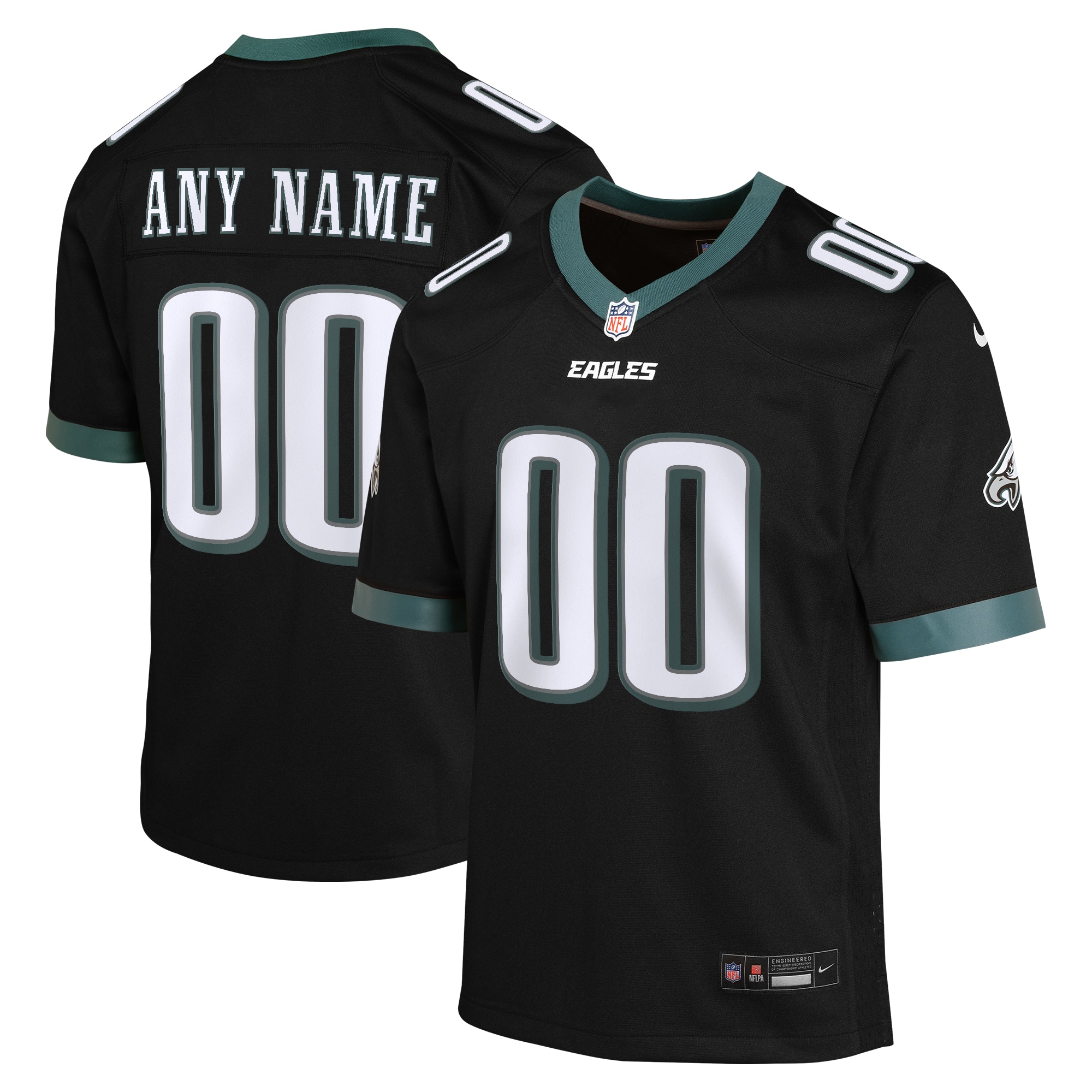 Youth Philadelphia Eagles Black Alternate Custom Game Jersey JS9983 nicesnker