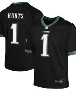 Youth Philadelphia Eagles Jalen Hurts Black Game Jersey JS1376 nicesnker