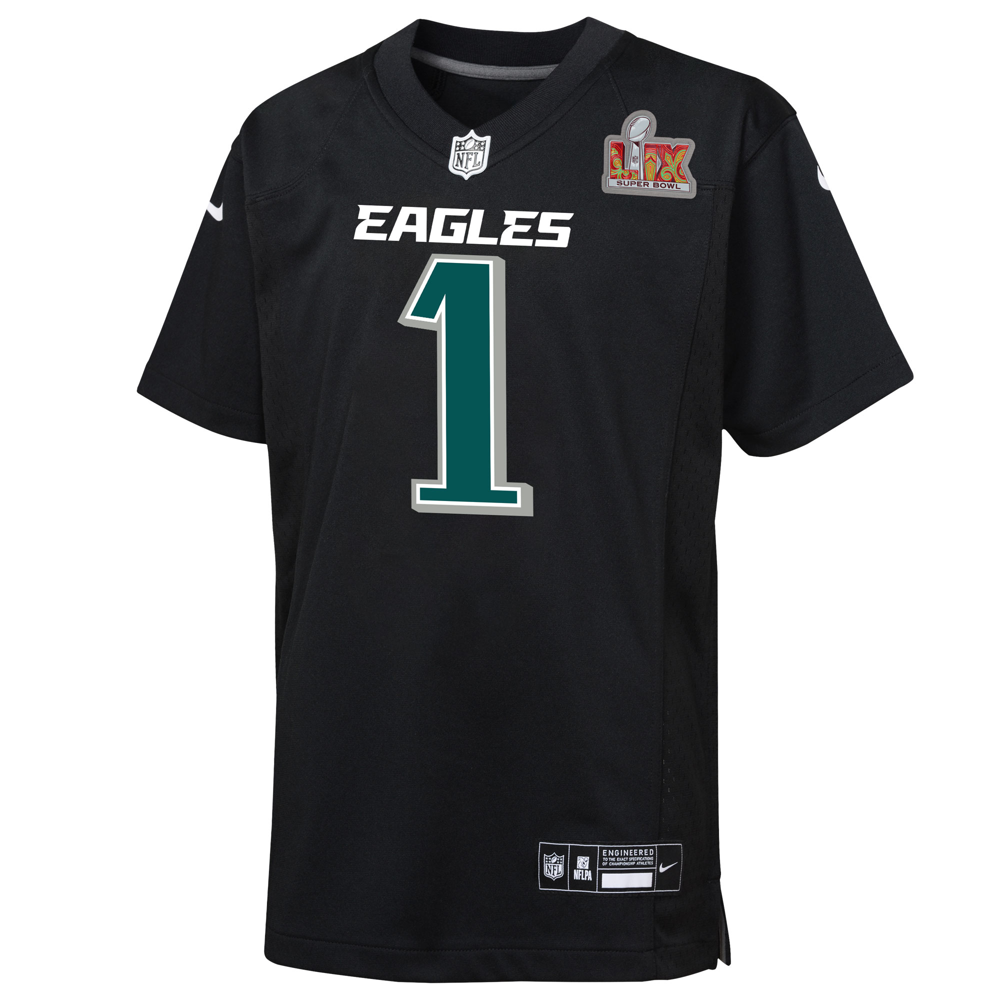 Youth Philadelphia Eagles Jalen Hurts Carbon Black Super Bowl LIX Patch Fashion Game Player Jersey JS8361 nicesnker - Image 2