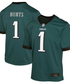 Youth Philadelphia Eagles Jalen Hurts Midnight Green Game Jersey JS8184 nicesnker
