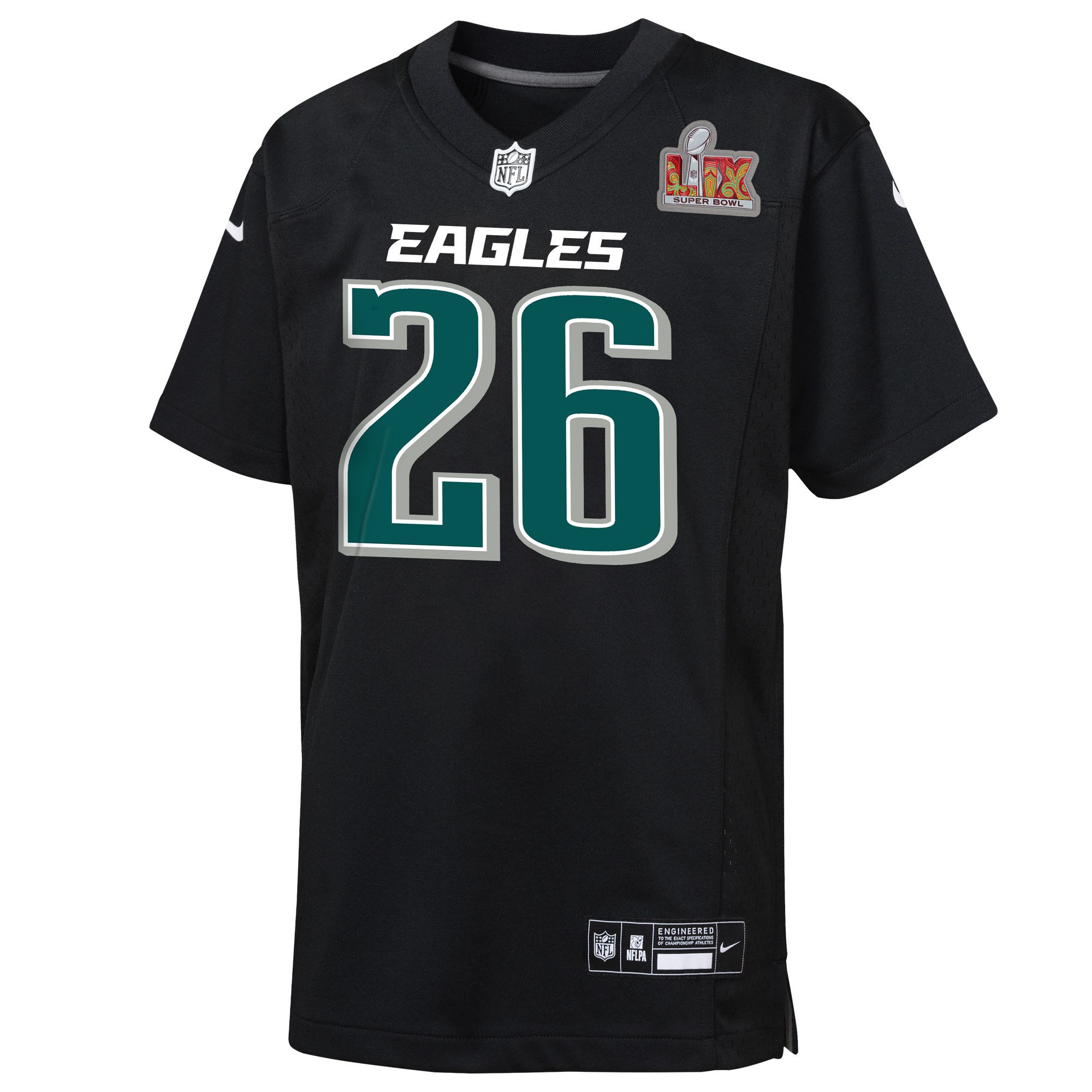 Youth Philadelphia Eagles Saquon Barkley Carbon Black Super Bowl LIX Patch Fashion Game Player Jersey JS3063 nicesnker - Image 2