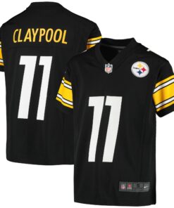 Youth Pittsburgh Steelers Chase Claypool Black Game Jersey JS5225 nicesnker