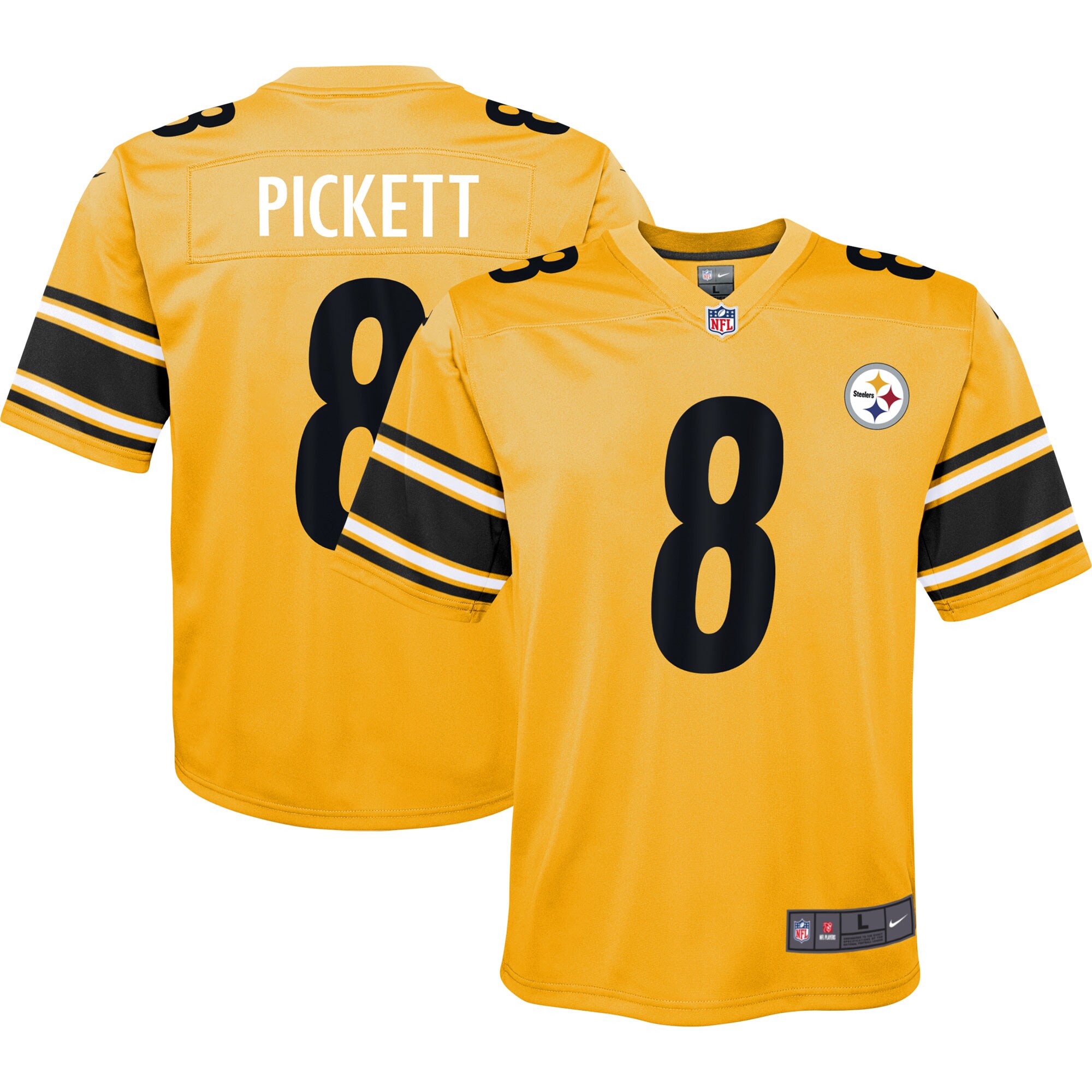 Youth Pittsburgh Steelers Kenny Pickett Gold Inverted Game Jersey JS4022 nicesnker