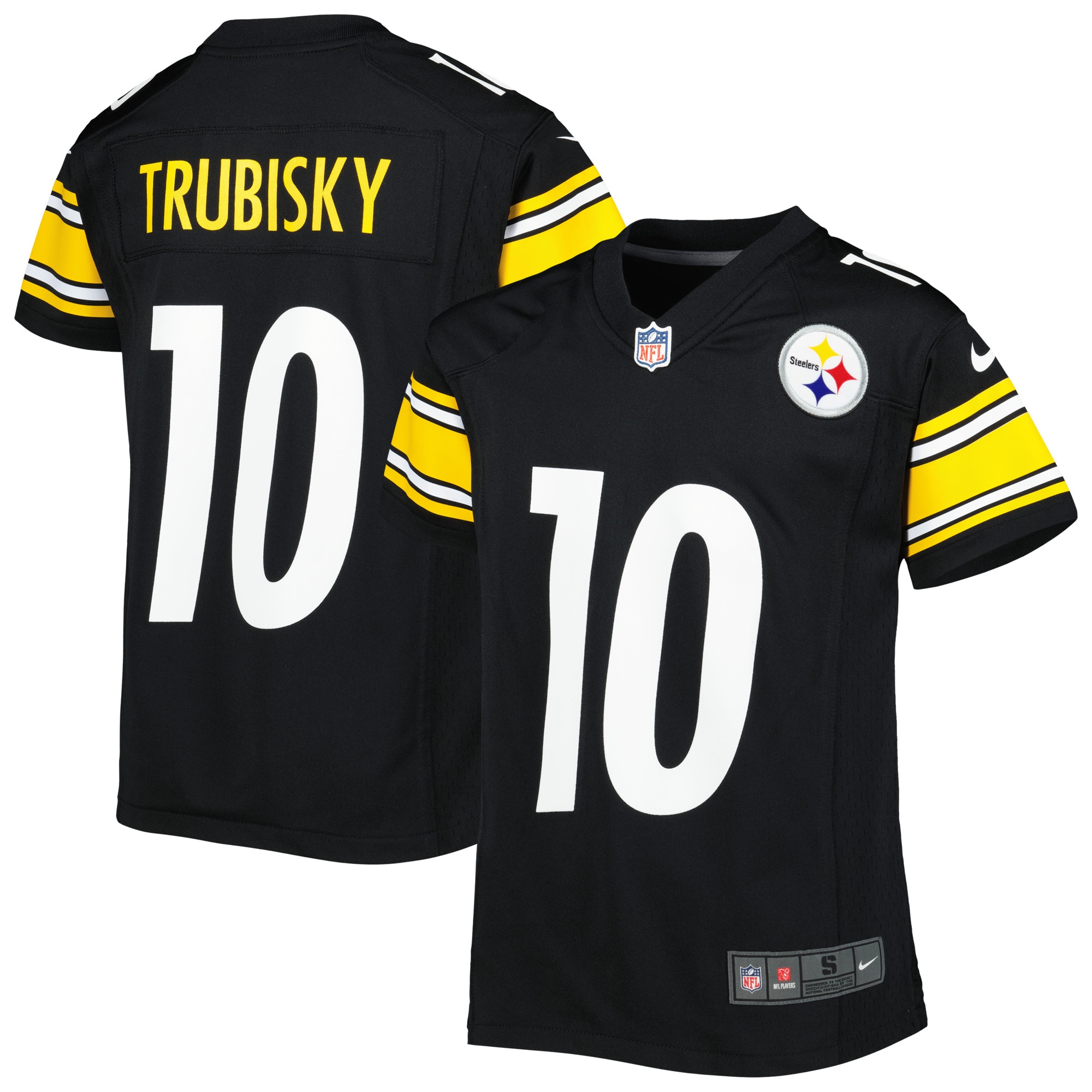 Youth Pittsburgh Steelers Mitchell Trubisky Black Game Jersey JS2327 nicesnker