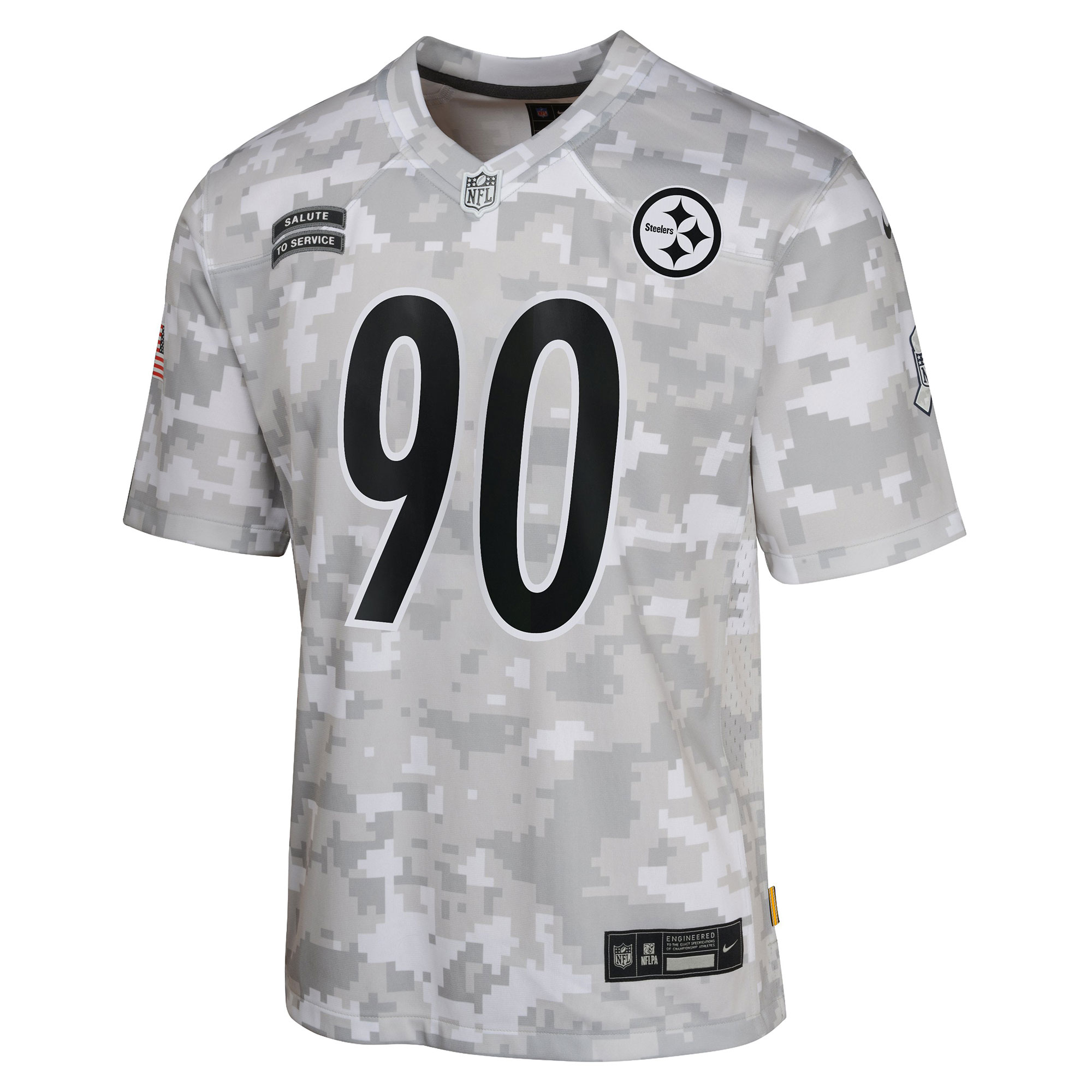 Youth Pittsburgh Steelers T.J. Watt Arctic Camo 2024 Salute to Service Game Jersey JS1389 nicesnker - Image 2