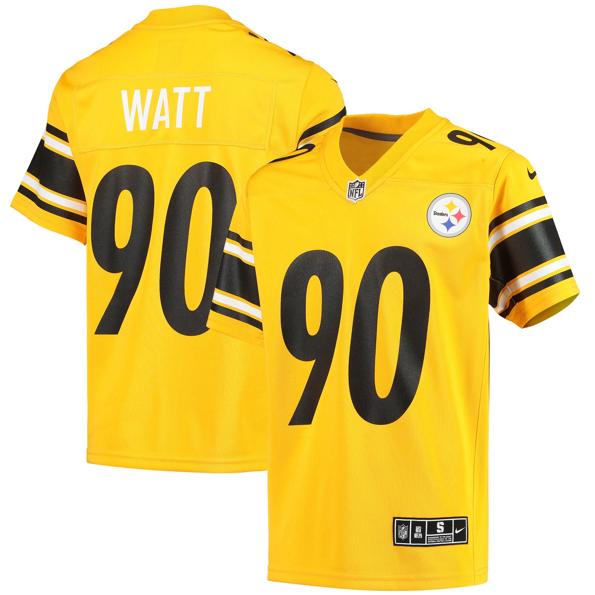 Youth Pittsburgh Steelers T.J. Watt Gold Inverted Team Game Jersey JS1815 nicesnker