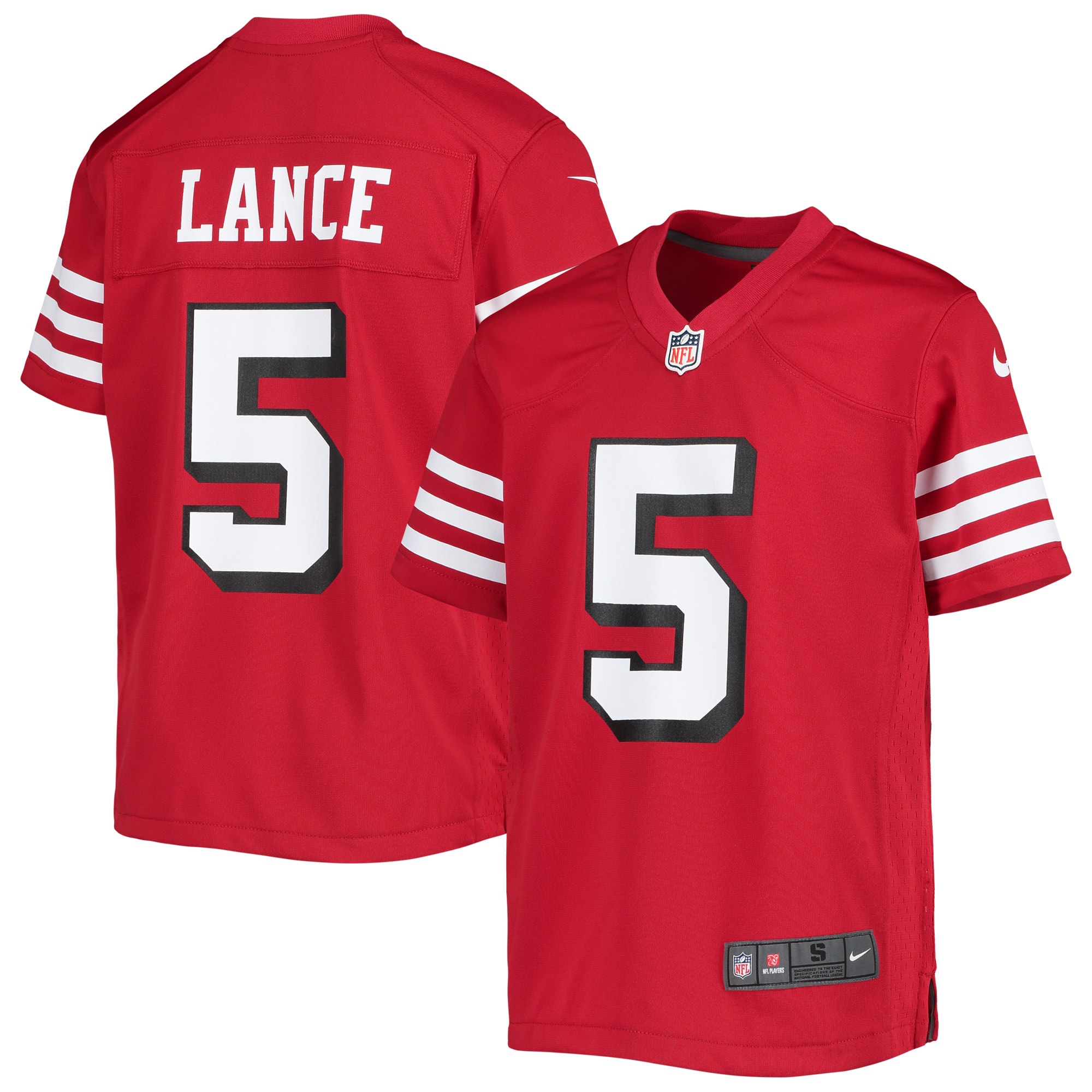 Youth San Francisco 49ers Trey Lance Scarlet Game Jersey JS3516 nicesnker