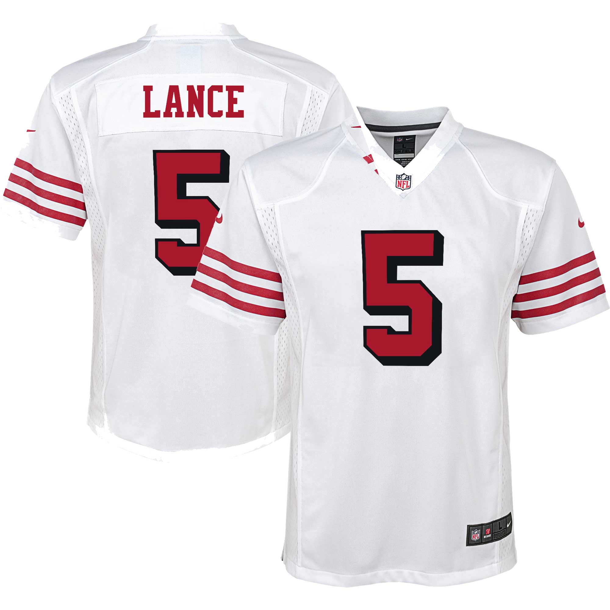 Youth San Francisco 49ers Trey Lance White Game Jersey JS3555 nicesnker
