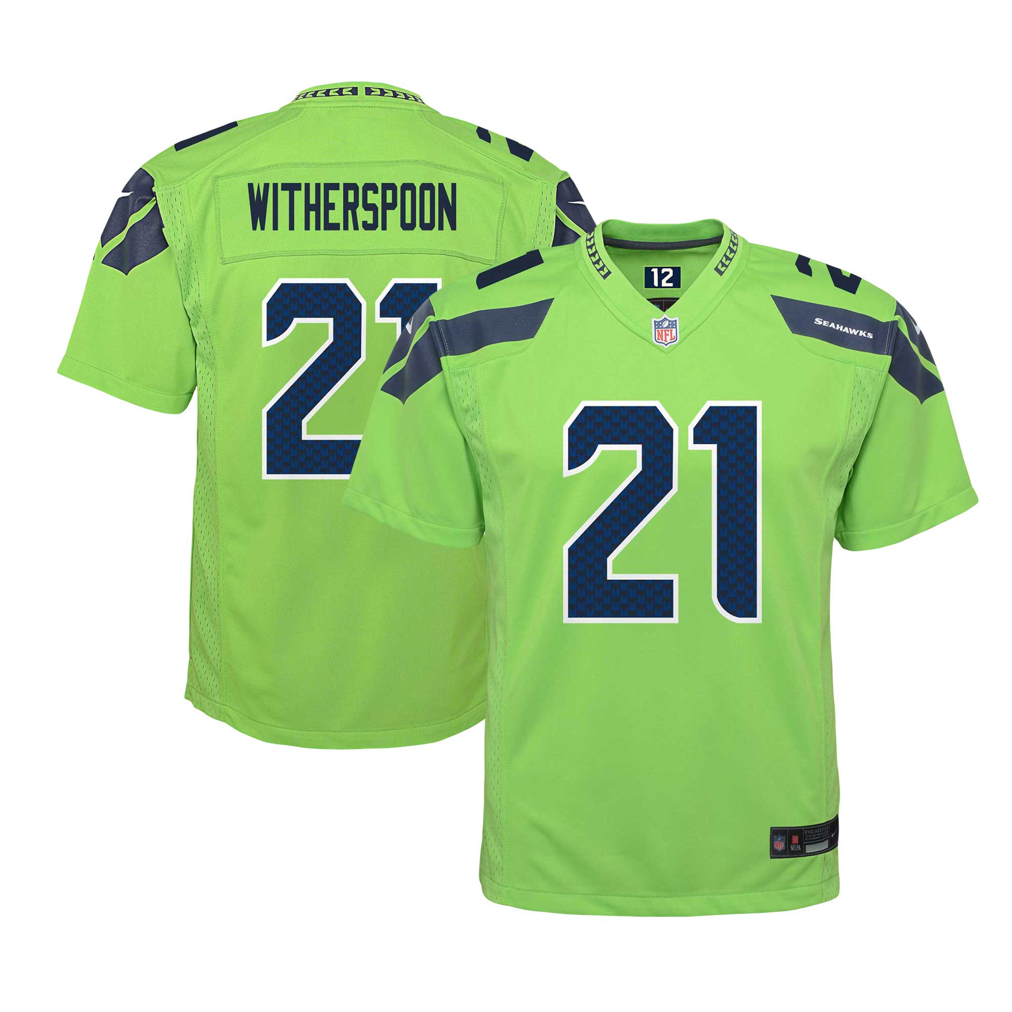 Youth Seattle Seahawks Devon Witherspoon Neon Green Alternate Player Game Jersey JS8889 nicesnker