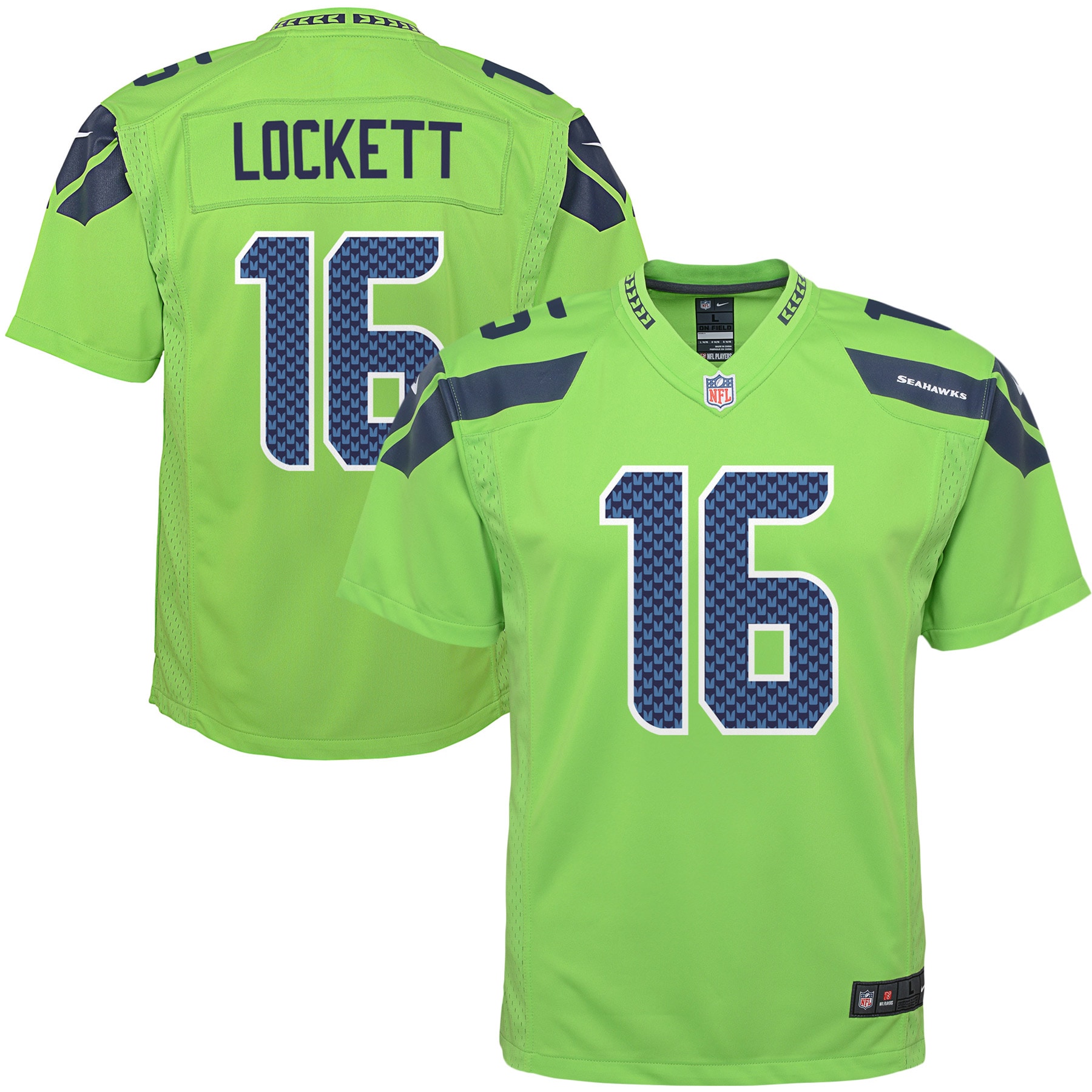 Youth Seattle Seahawks Tyler Lockett Neon Green Game Jersey JS1154 nicesnker