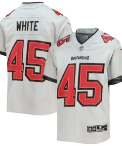 Youth Tampa Bay Buccaneers Devin White Gray Inverted Team Game Jersey JS8955 nicesnker